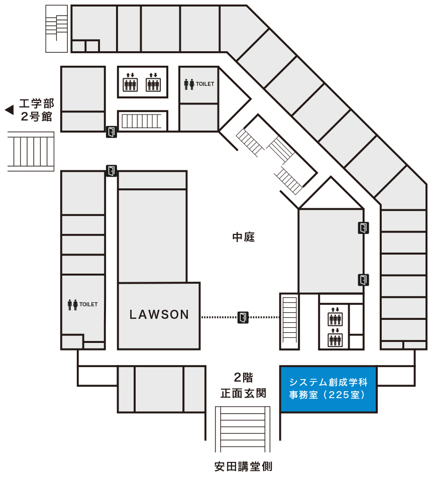 ⼯学部3号館2階フロアマップ