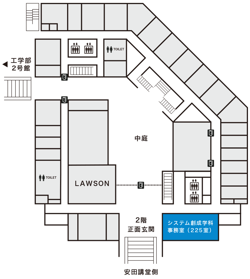 ⼯学部3号館2階フロアマップ